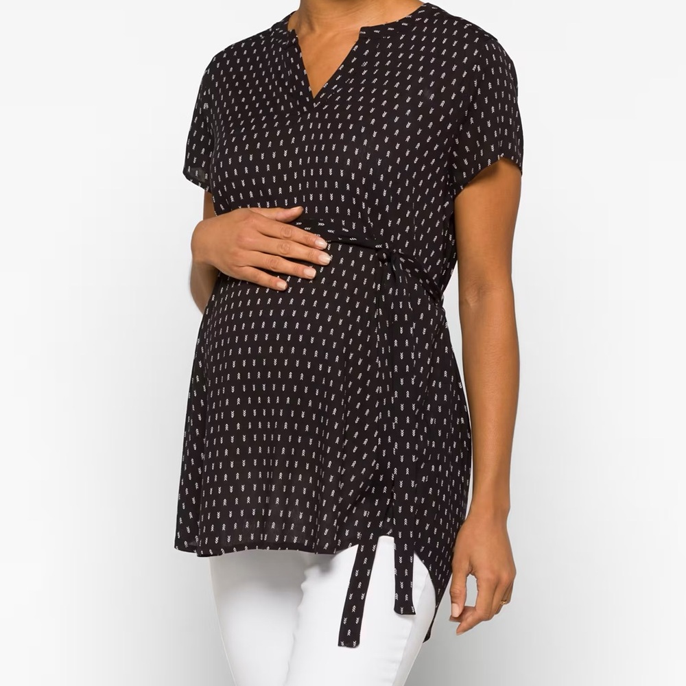 Segura Short Sleeve Tie Waist Maternity Blouse, Size Small - Picture 1 of 9